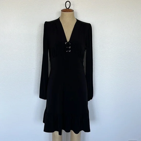 MICHAEL Michael Kors Women’s Long Sleeve Lace-Up Dress Black Size M - Picture 3 of 12